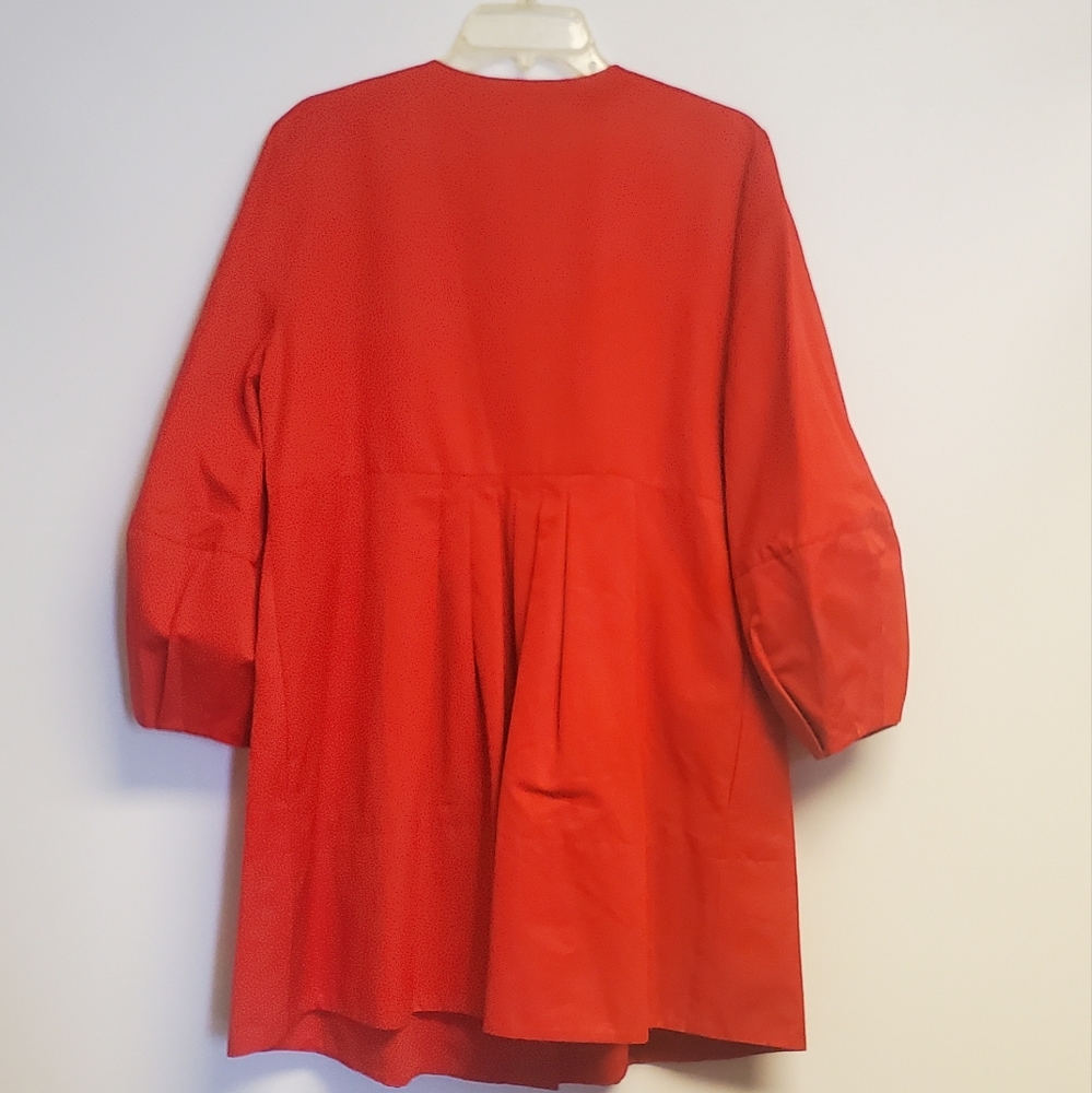 Trendy Red Puff Sleeve Double-breasted Pea Coat XL - Picture 9 of 11